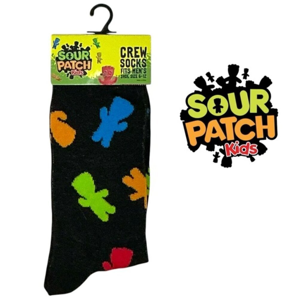 Sour Patch Kids Crew Socks Mens Novelty Funny Print Unisex OS Shoe Size 6-12 - Picture 1 of 16